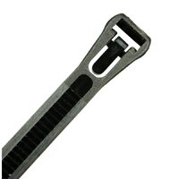 Releasable Cable Ties Black UV Treated 200mm Long x 7.6mm Wide 20 Pack