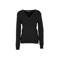 Ladies V-Neck Pullover Black 3XL