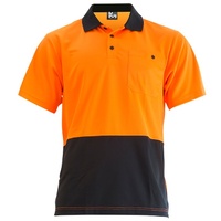 KM Workwear Short Sleeve Two Tone Polo Shirt Small Orange/Navy