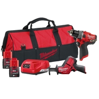 Milwaukee 12V 2 Piece 2.0Ah Brushless Hammer Drill-Recipro Saw Driver Combo M12FPP2P-202B