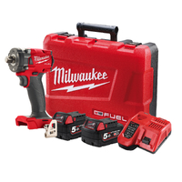 Milwaukee 18V Fuel Brushless 1/2" Compact Impact Wrench with Pin Detent 5.0ah Set M18FIW2P12-502C