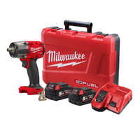 Milwaukee 18V Fuel Brushless 1/2" Mid-Torque Impact Wrench with Friction Ring 5.0ah Set M18FMTIW2F12-502C