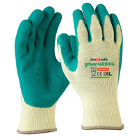 Green Grippa Knitted Poly Cotton Glove with Green Latex palm 12x Pack