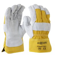 Grey split palm yellow cotton back glove size XLarge 12x Pack