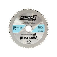 AustSaw 135mm x 20 x 50T Cermet RaiderX Sheet Metal Blade MBR1352050S