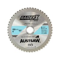 AustSaw 150mm x 20 x 52T Cermet RaiderX Sheet Metal Blade MBR1502052S
