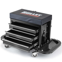 BULLET Rolling Tool Box Stool Mechanic Creeper Toolbox Seat Cushion Garage Tray