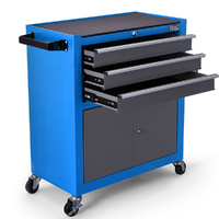 BULLET Steel Rolling Tool Chest Cabinet, with Tubular Cam Locks, Lockable Castors, Pegboard, Blue