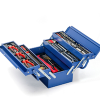 BULLET 118pc Metal Cantilever Tool Kit Box Set with Cordless Screwdriver, Blue