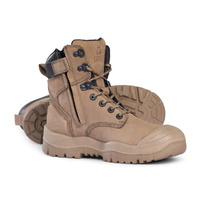 Mongrel High Leg ZipSider Safety Boot with Scuff Cap. Stone Size AU/UK 5 (US 6)