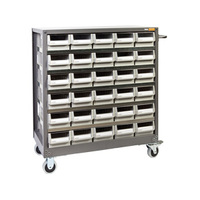 Geiger 30 Drawer Steel Plate Mobile Parts Cabinet NHD530