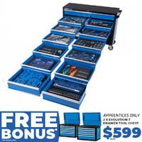 Kincrome Evolution Tool Trolley 494 Piece 13 Drawer Extra-Wide 1/4, 3/8 & 1/2" Drive P1730