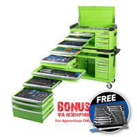 Kincrome Contour Tool Workshop 551 Piece 17 Drawer Wide 1/4, 3/8 & 1/2" Drive Green P1810G