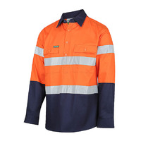 WORKIT Hi-Vis 2 Tone Closed Front Regular Weight Taped Shirt Orange/Navy 2XL