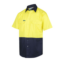 WORKIT Hi-Vis 2 Tone Lightweight Short Sleeve Shirt Orange/Navy 2XL