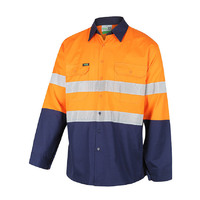 WORKIT Hi-Vis 2 Tone Lightweight Ripstop Breathable Taped Shirt Orange/Navy 2XL