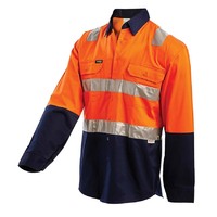 WORKIT Hi-Vis Lightweight Long Sleeve Broken Brace Taped Shirt Orange/Navy 5XL