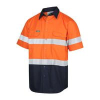 WORKIT Hi-Vis Lightweight Short Sleeve Taped Shirt Orange/Navy 2XL