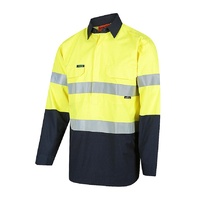 WORKIT Fire Resistant PPE1 FR Inherent Closed Front NENS09 155gsm Lightweight Taped Shirt Orange/Navy 2XL