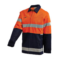 WORKIT Hi-Vis 2 Tone Cotton Drill Taped Jacket Orange/Navy 2XL