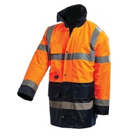 WORKIT Hi-Vis 2 Tone 3/4 Length Wet Weather Taped Jacket Orange/Navy 2XL