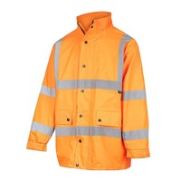 WORKIT Hi-Vis 2 Tone Waterproof X-Back Rail Taped Rain Jacket Orange S