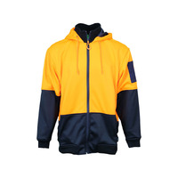 WORKIT Hi-Vis 2 Tone Full Zip Tech Fleece Hoodie Orange/Navy 2XL