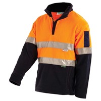WORKIT Hi-Vis 2 Tone 1/4 Zip Taped Polar Fleece Jumper Orange/Navy 2XL