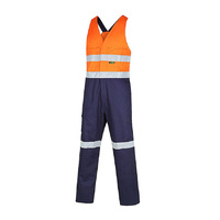 WORKIT Hi Vis 2-Tone Regular Weight Action Back Coverall with Reflective Tape Orange/Navy 102R