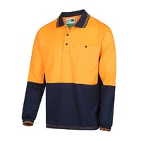 WORKIT Long Sleeve Poly Cotton Polo Shirt - Two Tone Orange/Navy 2XL