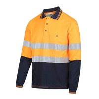 WORKIT Long Sleeve Poly Cotton Taped Polo Shirt - Two Tone Orange/Navy 2XL