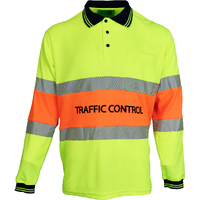 WORKIT Traffic Control Long Sleeve Poly Cotton Taped Polo Shirt - Two Tone Yellow/Orange XS