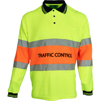 WORKIT Traffic Control Long Sleeve Poly Cotton Taped Polo Shirt - Two Tone