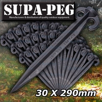 Pack of 30x Supa Peg Black Polycarbonate Tent Pegs 300mm