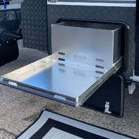 Caravan tunnel boot drawer with bbq shelfBlack