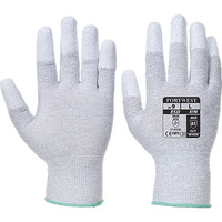 Antistatic PU Fingertip Glove Grey Medium Regular 24x Pack