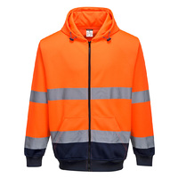 Hi-Vis 2-Tone Zip Front Hoodie Orange/Navy Large