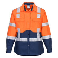 Ladies Hi-Vis Work Shirt L/S Orange/Navy 6