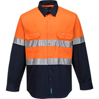 Cotton Shirt Open Long Sleeve D&N Orange/Navy 4XL Regular