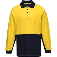 Cotton Polo Shirt Class D Long Sleeve Yellow/Navy Large Regular