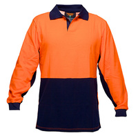 Food Polo Cotton Class D Long Sleeve Orange/Navy 4XL Regular