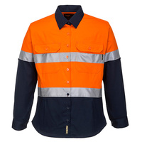Hi-Vis Ladies Shirt Long Sleeve D/N Orange/Navy 6 Regular