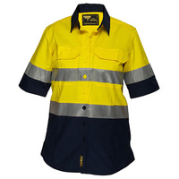 Ladies Light Shirt Short Sleeve D/N Yellow/Navy 8 Regular