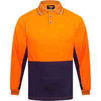 Micro Mesh Polo Class D Long Sleeve Orange/Navy 4XL Regular 2x Pack