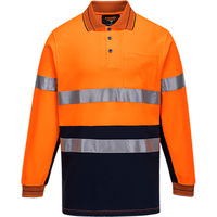 Cotton Comfort Polo D&N Long Sleeve Orange/Navy 4XL Regular