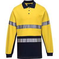 Cotton Polo Shirt D&N Long Sleeve Yellow/Navy 5XL Regular