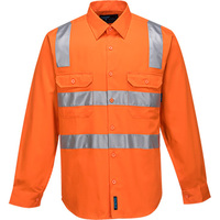 Prime Mover Hi-Vis Regular Weight Long Sleeve Shirt with Tape over Shoulder