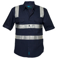 Cotton Shirt Short Sleeve Class N Navy Medium Regular