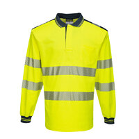 PW3 Hi-Vis Polo Shirt L/S Yellow/Navy 3XL