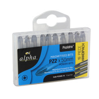 Alpha Pozi PZ2x50mm Power Bit - 10 Pack PZ250SH